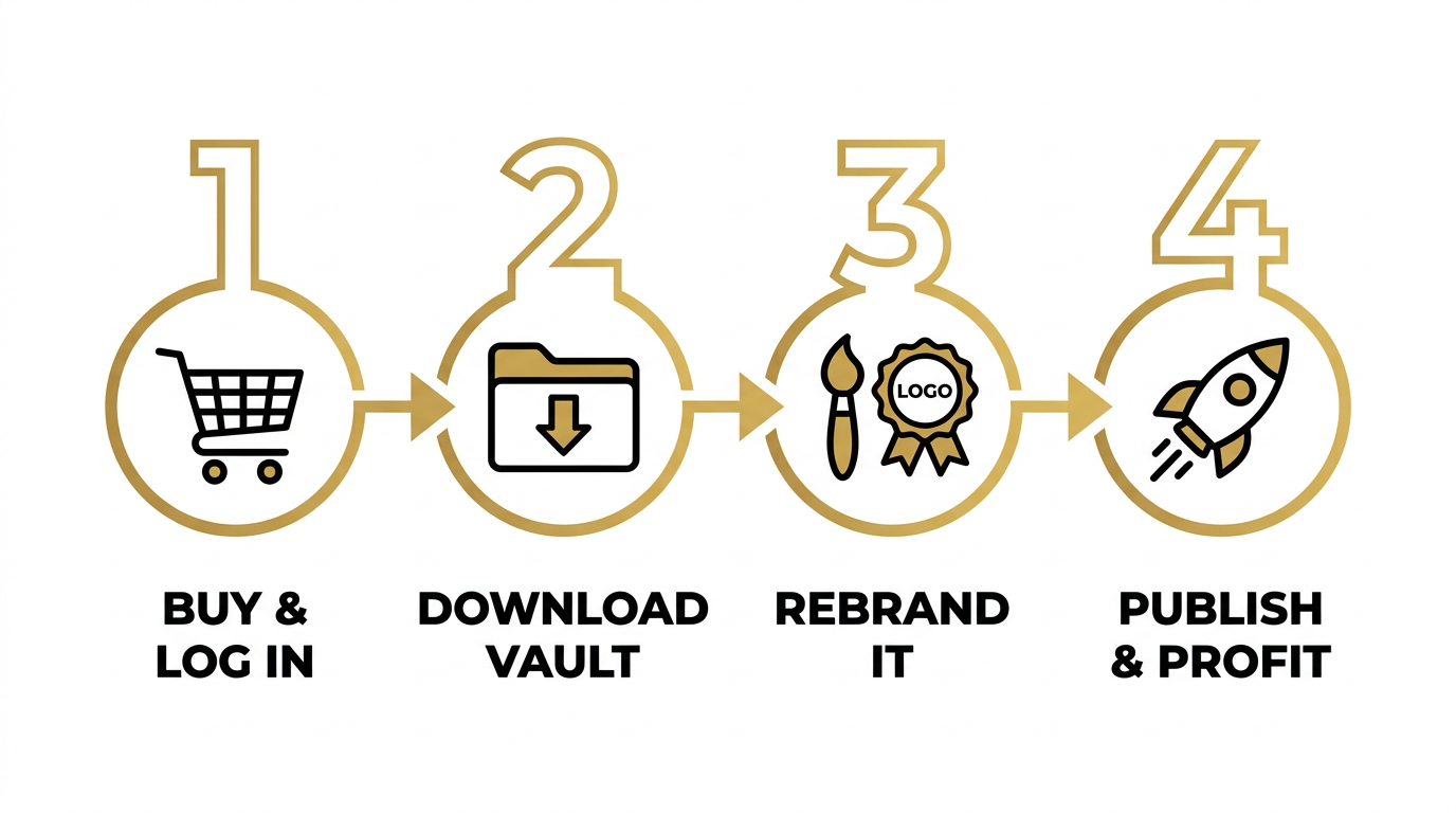How the Digital Asset Vault PLR Bundle works — buy, download, rebrand, publish and profit