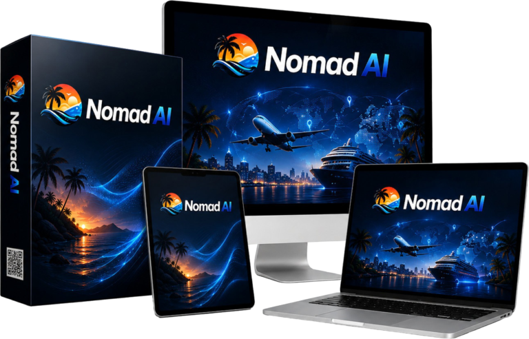 Nomad AI Review dashboard showing automated 1M+ hotels search engine and affiliate commission tracking