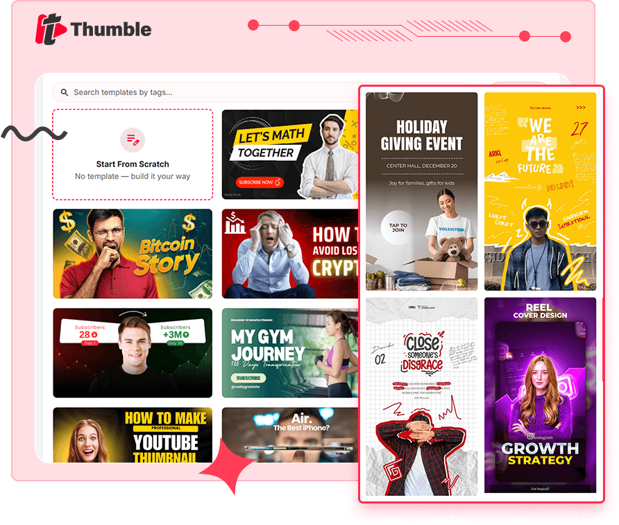 Thumble's huge thumbnail design library — one of the biggest bonus assets included