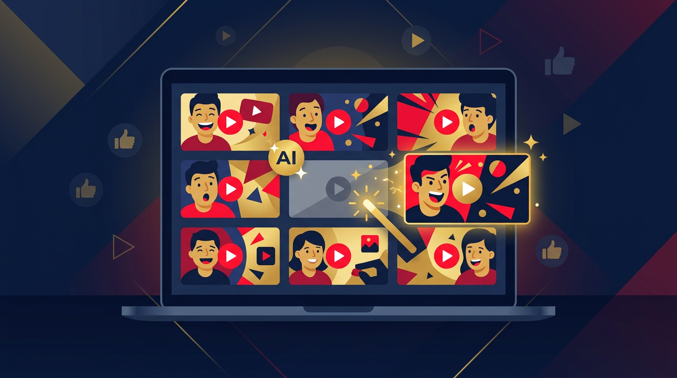 AI transforming an ordinary thumbnail into a scroll-stopping YouTube thumbnail — Thumble AI review featured design