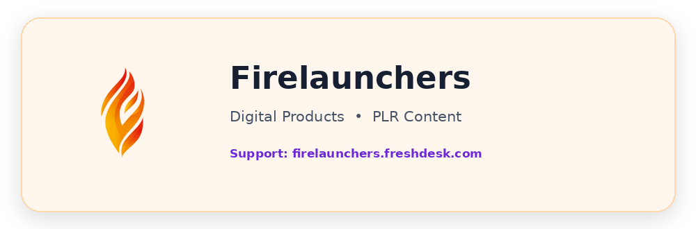 Firelaunchers seller logo and support information for Claude AI Expertise with PLR