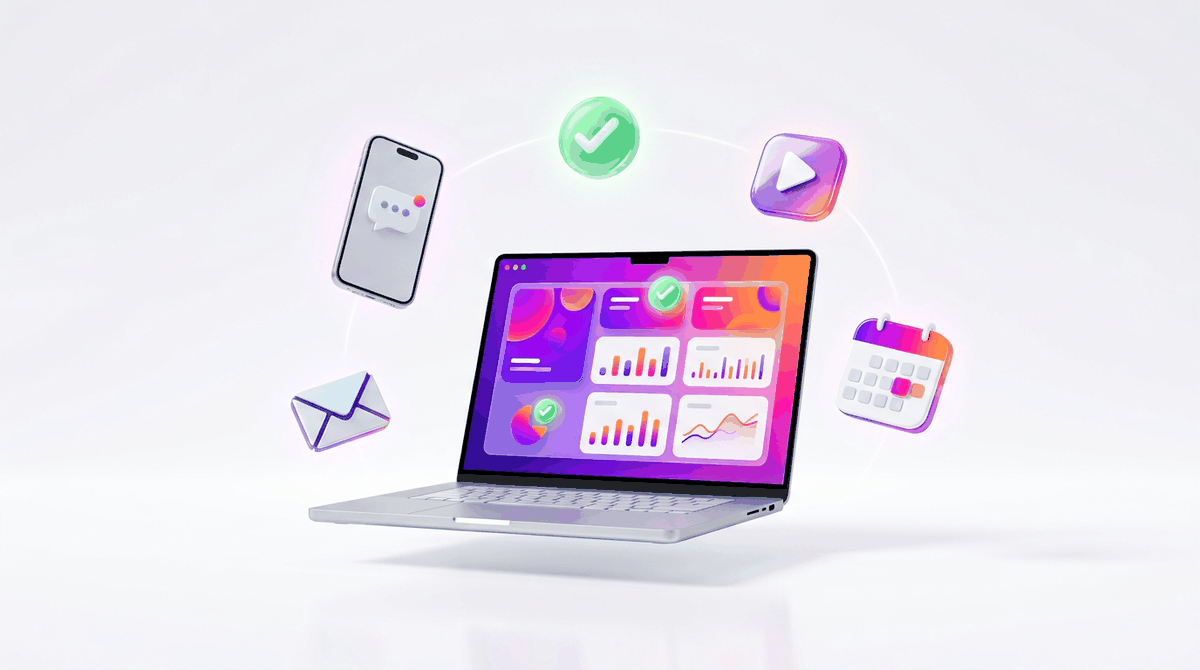 Seven marketing departments working from one command center: pages, video, images, lead magnets, email, social and front desk