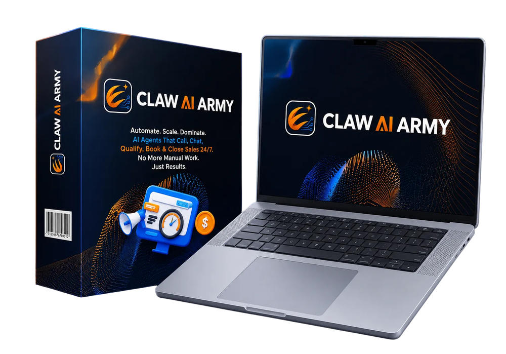 Claw AI Army product box and members area on laptop