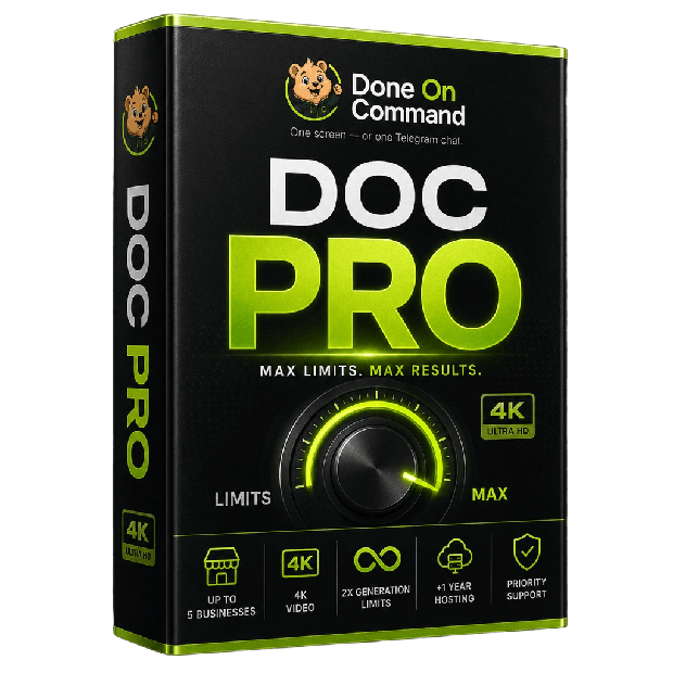 Pro upgrade: 5 businesses, 4K video, double limits