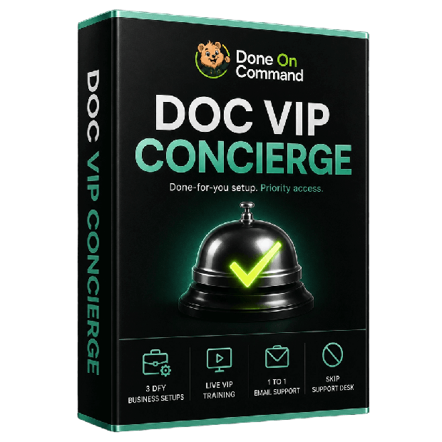 VIP Concierge upgrade: three done for you setups and live training