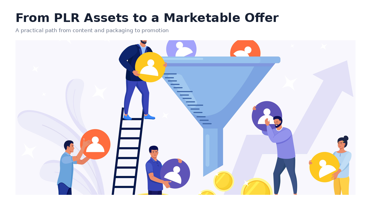 Claude AI PLR monetization funnel illustration showing how product assets can support promotion and customer acquisition