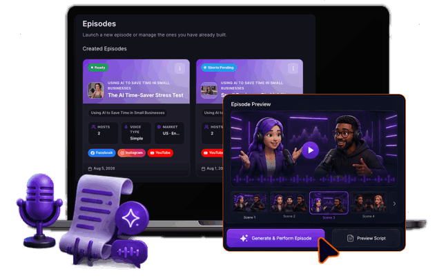PodShorts episode dashboard and preview