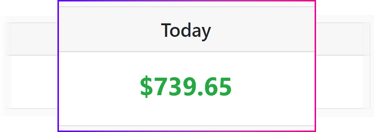 Affiliate Hijack daily earnings example screenshot showing $739.65 in one day