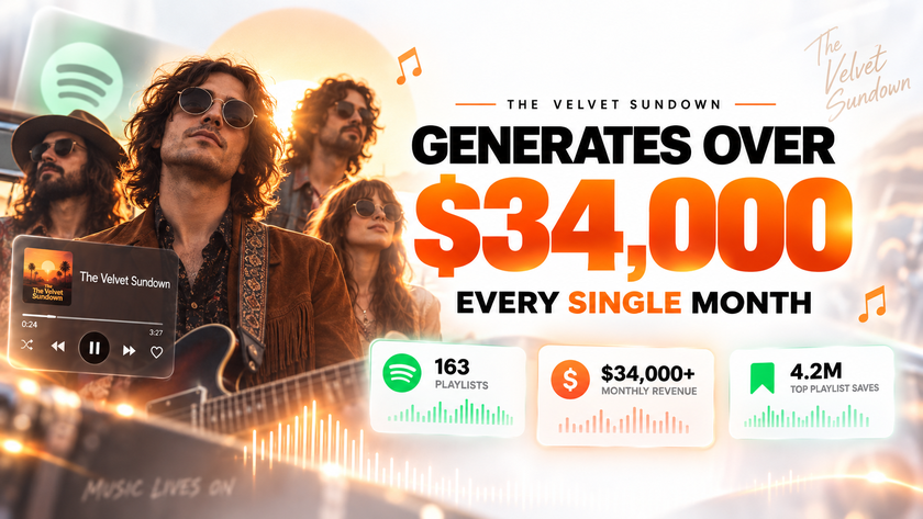 The Velvet Sundown monthly royalty income from playlists