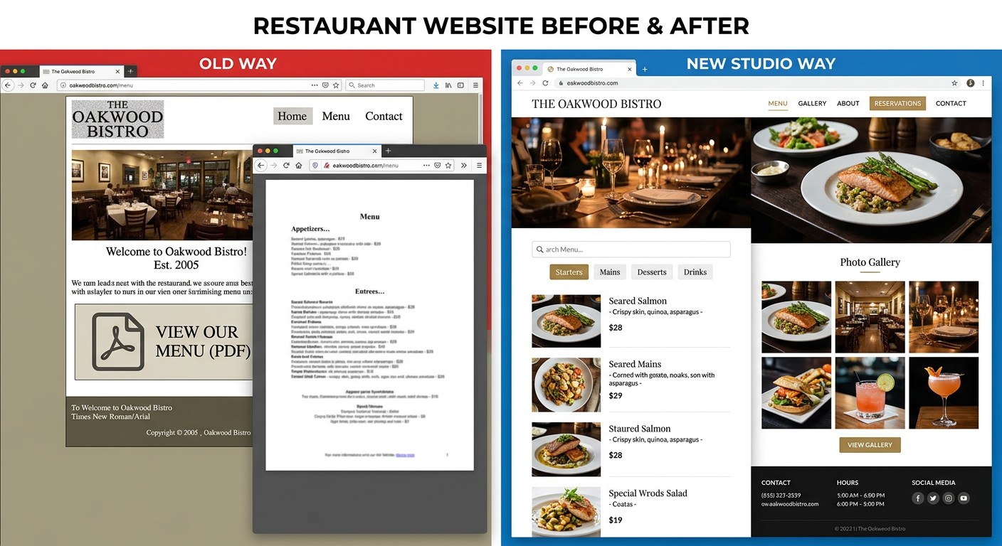 Old Way vs Restaurant Agency Studio Way Comparison