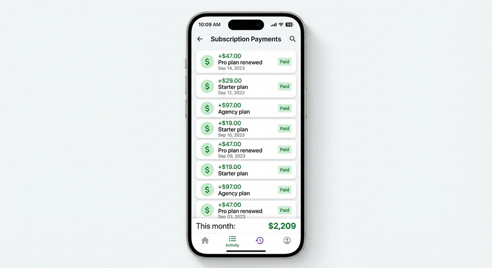 Subscription payment notifications from members