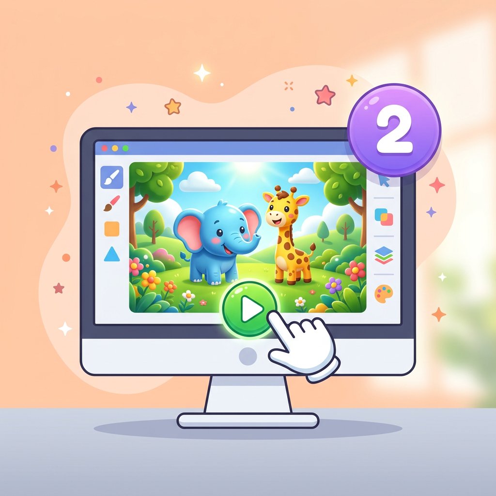 Step 2: paste the prompt into an AI video generator and render the cartoon