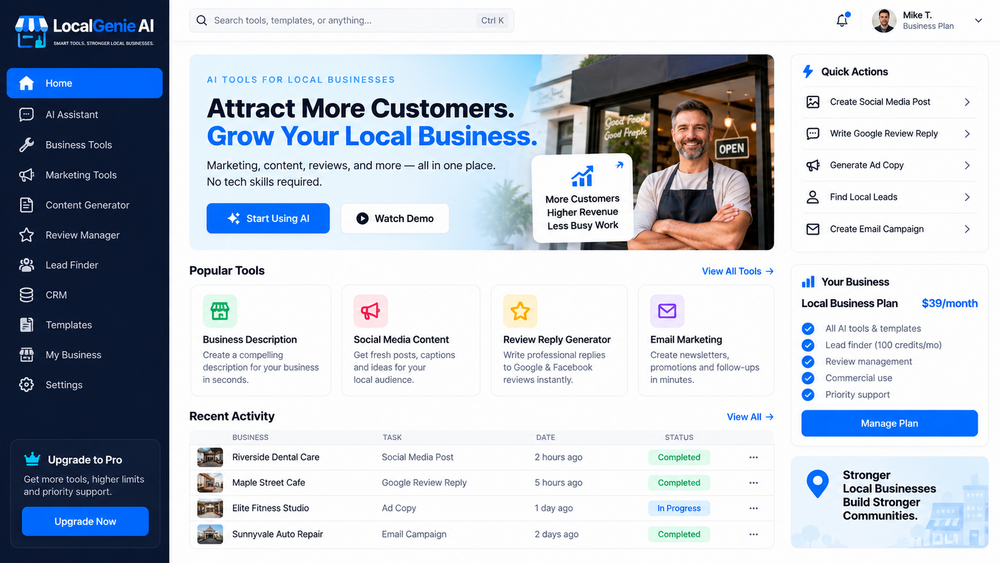 Ready-made platform template for local businesses