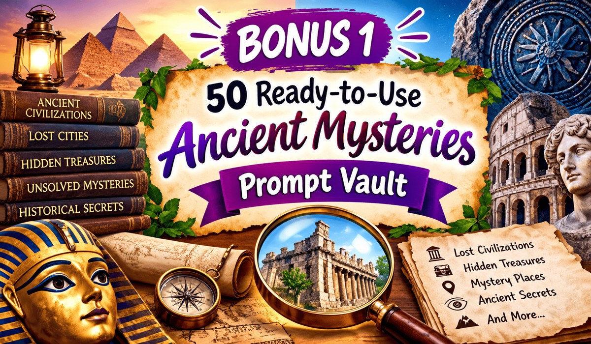 Bonus 1 - 50 ready-to-use ancient mysteries prompt vault