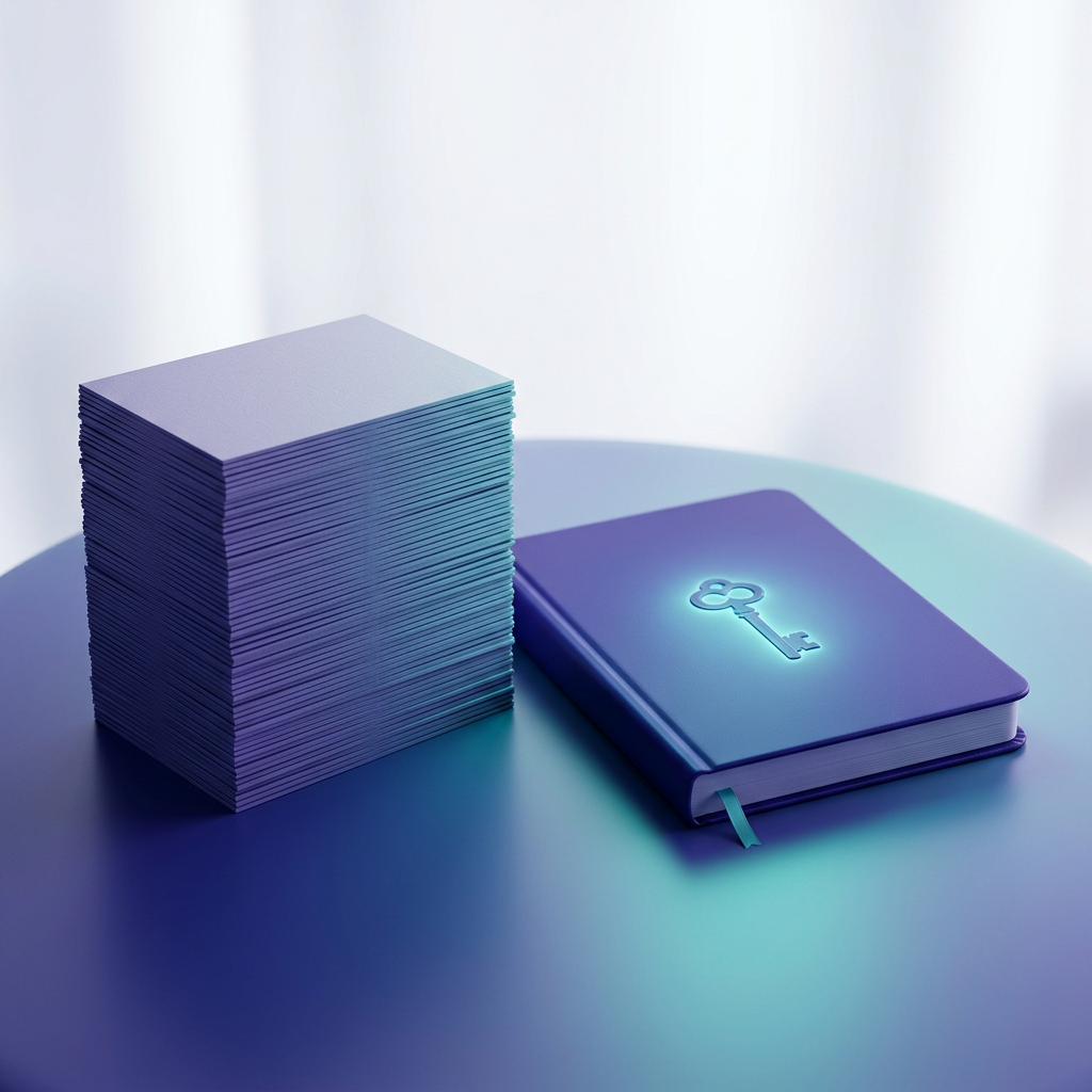 Prompt cards and a notebook representing the Ghost Command Vault
